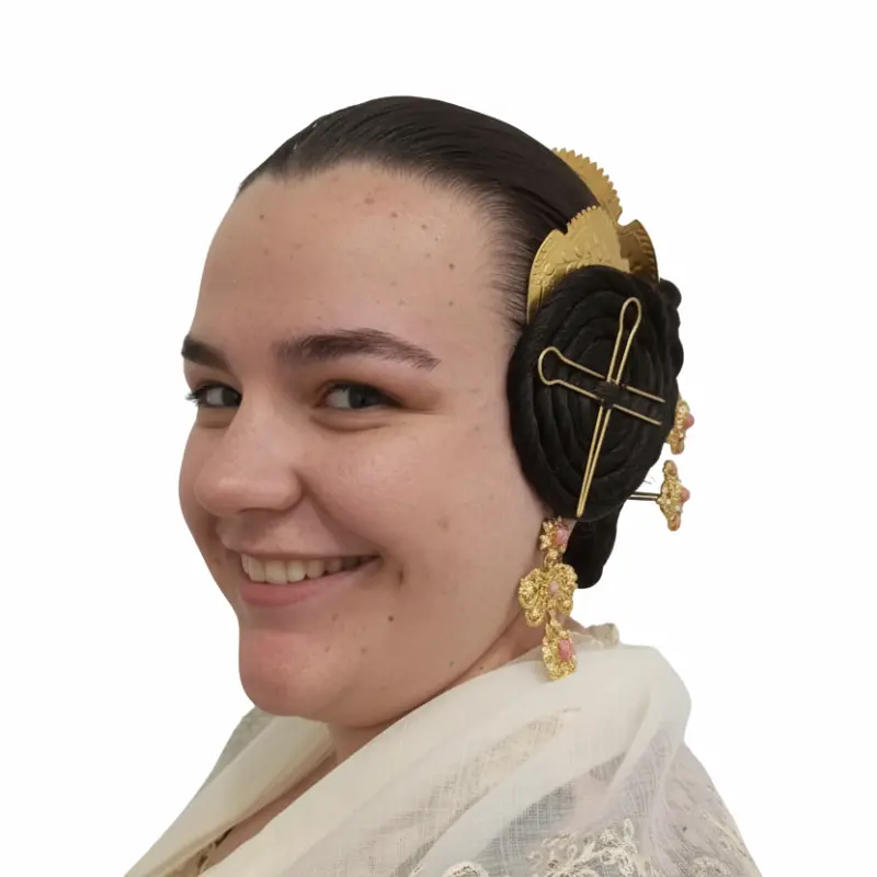 Rodetes de Fallera 1 Rodetes de fallera sintéticos cosidos en pareja, colocados lateralmente, elaborados a mano en Valencia